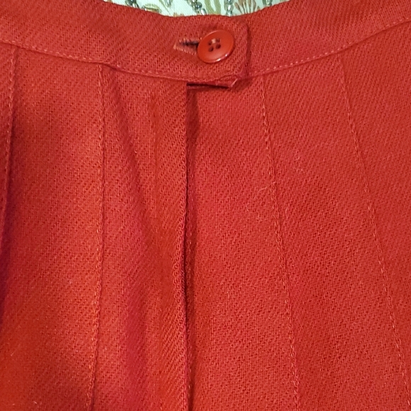 Vtg Metro Work Vibrant Red A-Line Pleated Wool Skirt - Picture 8 of 9